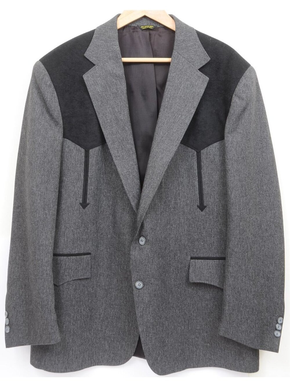 Vintage Pagano West Men's 46R Grey Black Suede Rockabilly Western Blazer Jacket